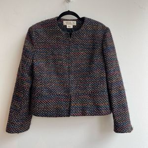 Jones New York Women's Multicolor Tweed Jacket Zipper Long Sleeve Size 16